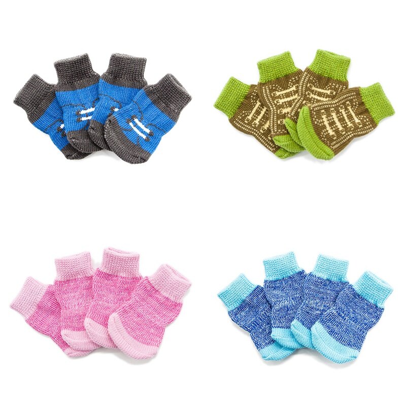 Antislip Gebreide Katoen Hond Sokken Voor Kleine En Middelgrote Honden Franse Bulldog Puppy Warm Walk Hond Sokken Leuke kleding Huisdier Sokken