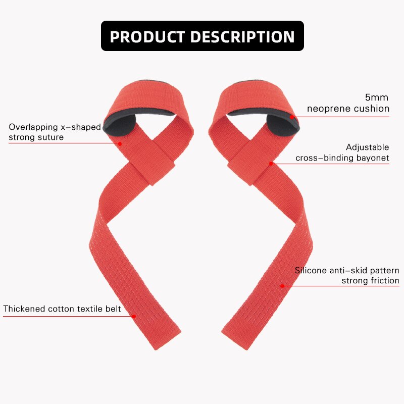 Weight Lifting Hand Wrist Belt Gym Lifting Straps Fitness Wrist Wrap Bodybuilding Dumbbell Barbell Exercise Training Power