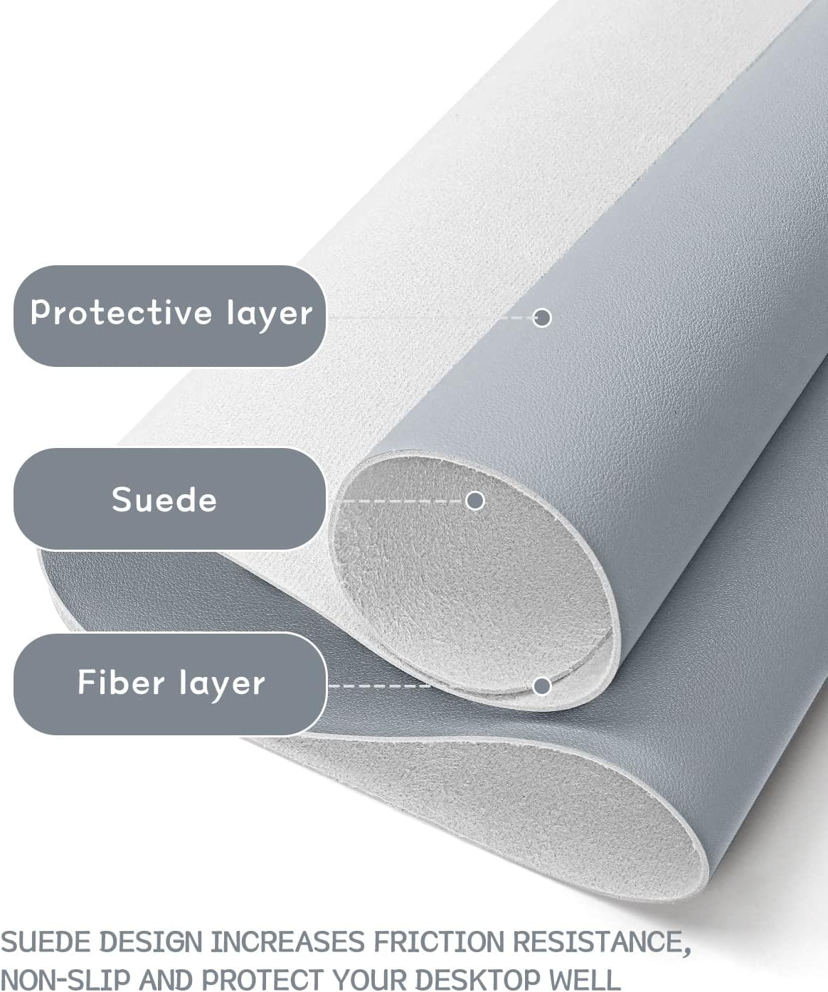 XXL Office Desk Pad Mat PVC Leather Waterproof Mouse Pad Desktop Keyboard Desk Pad Ultra Thin Large Desk Blotter: 26x21 cm  / Silver