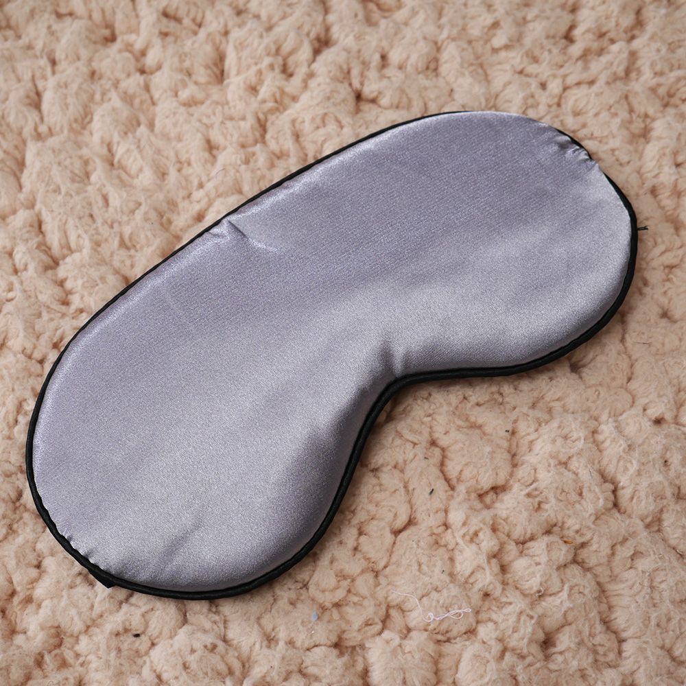 Pure Silk Sleep Rest Eye Mask Padded Shade Cover Travel Relax Aid Blindfolds: Grey