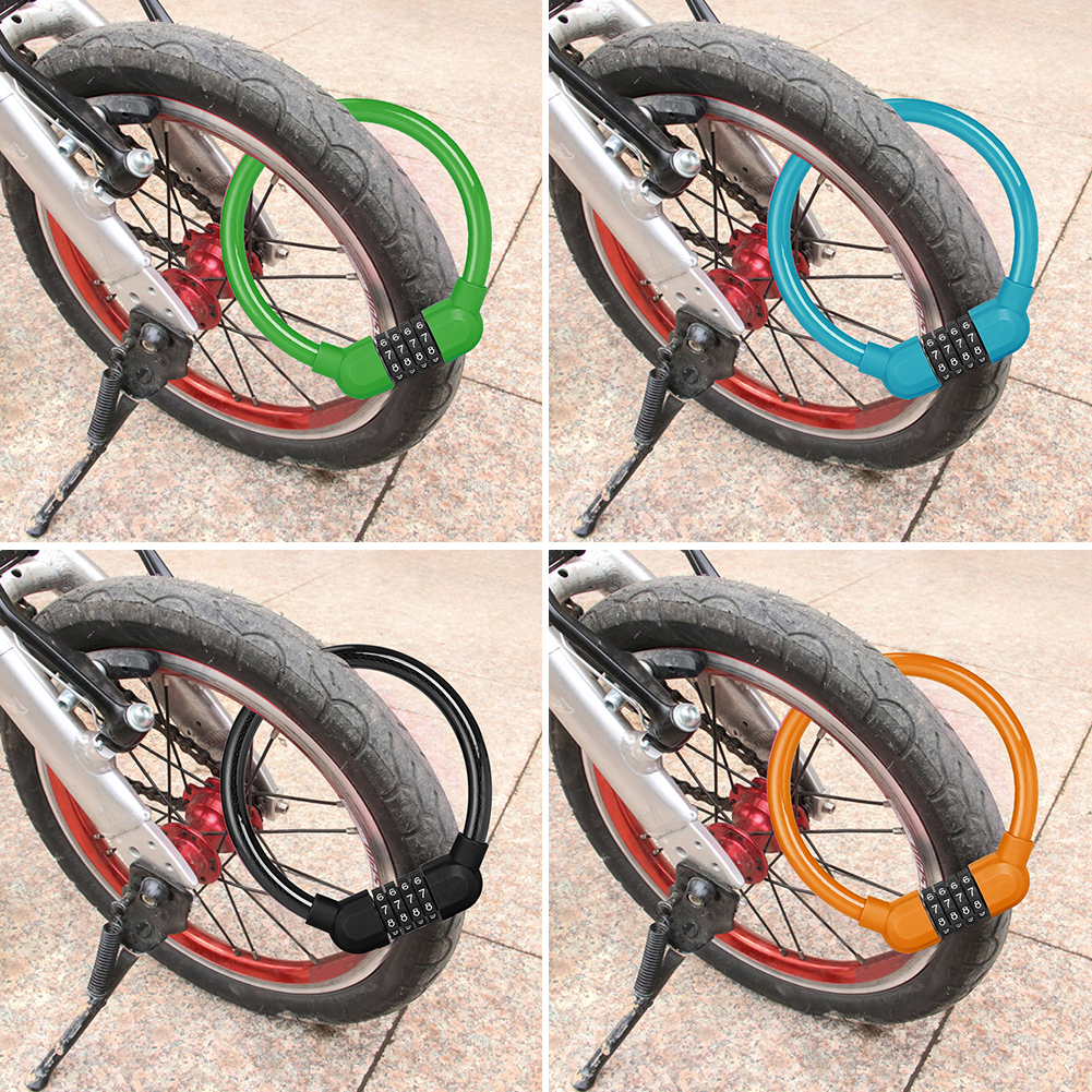 Bike Steel Cable Padlock Anti-theft Round Ring Security Outdoor Bike Lock Motorcycles Scooter Bicycle Chain Lock for Cycling