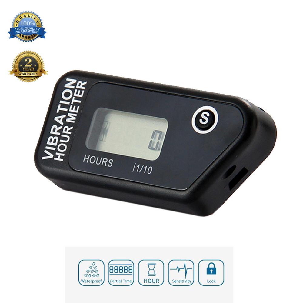 Digital Wireless Vibration Hour Meter Resettable Meter For Motorcycle ATV Dirt Bike Lawn Mower Machine Equipment RL-HM016B: Black
