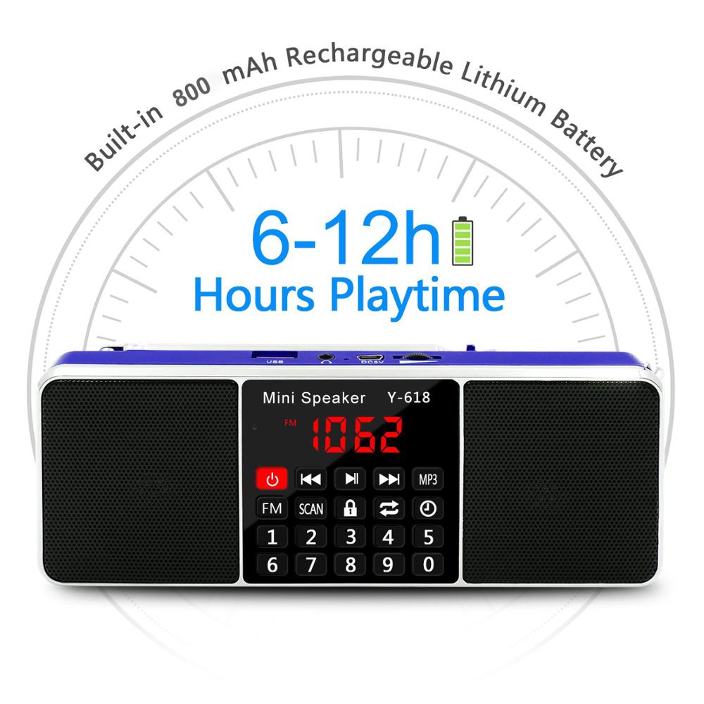 Lefon Portable Mini FM Radio Receiver Speaker MP3 Player Support TF Card USB Drive LED Screen Display Time Shutdown Dab Radios