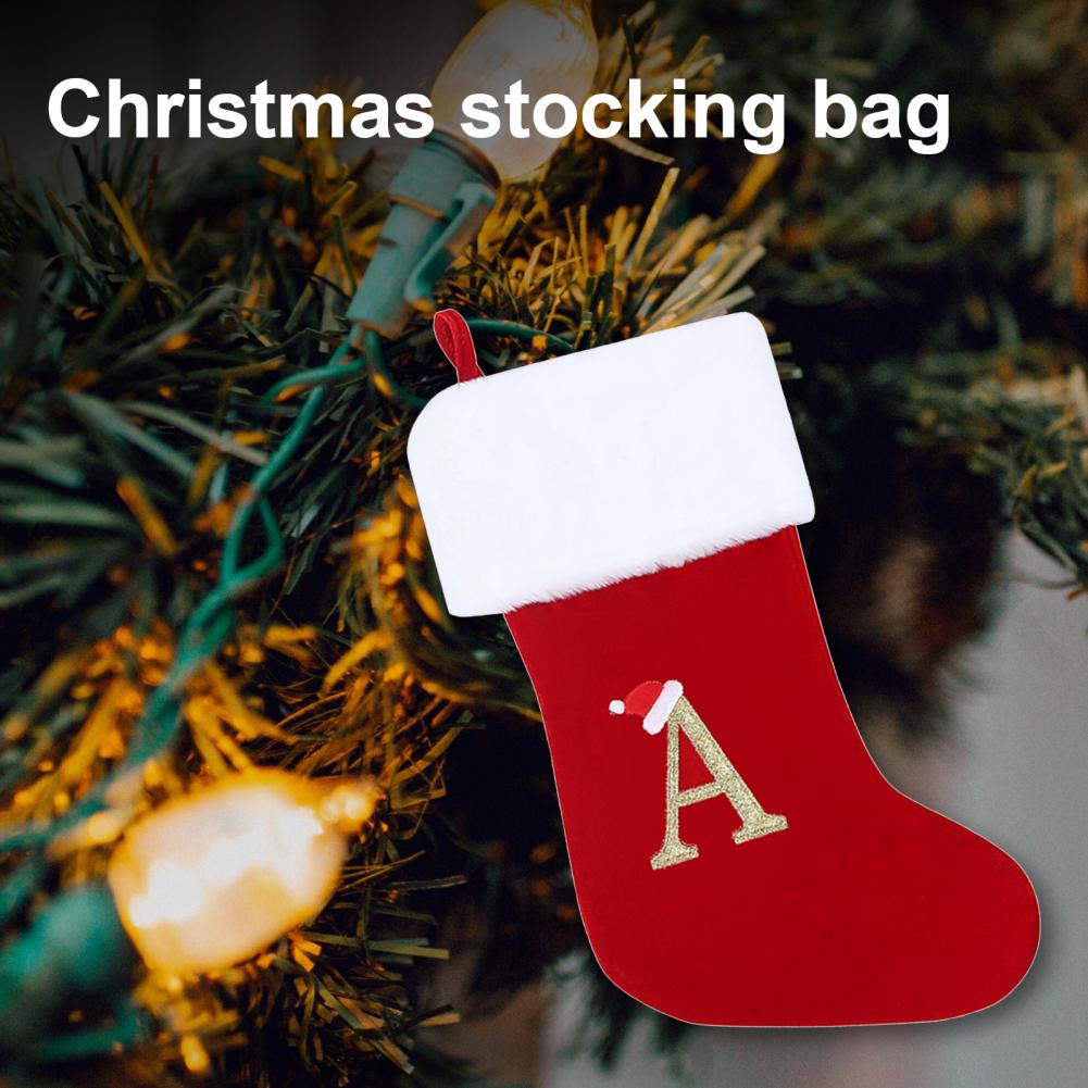 Bas de noël avec lettres nordiques imprimées, fabrication exquise avec lettres de l'alphabet, bas de noël pour la maison