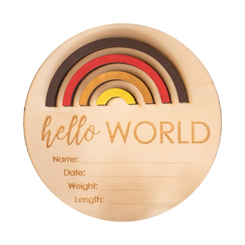 Wooden Rainbow Milestone Cards Growth Commemorate Baby Birth Monthly Recording Card Newborn Infants Shower: 11