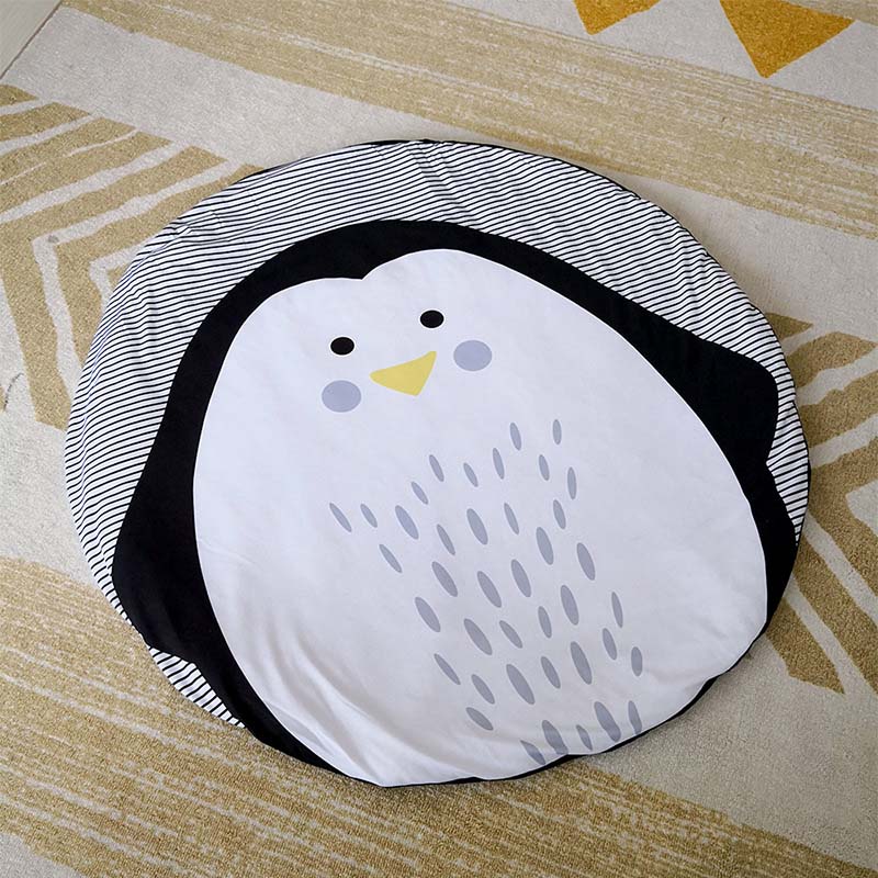Ins baby bomuld gennemsøgningsmåtte lege tæppe pingvin runde pude komfort hjem pad børneværelse dekoration foto rekvisitter