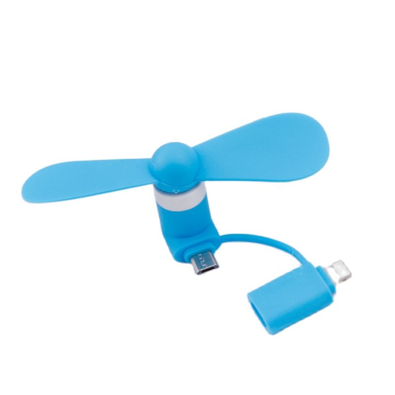 2 IN 1 Reise Tragbare Handy Mini Fan Kühlung Kühler Für iPhone 5 6 6S 7 Plus 8 X für Android Typ-c: Blau