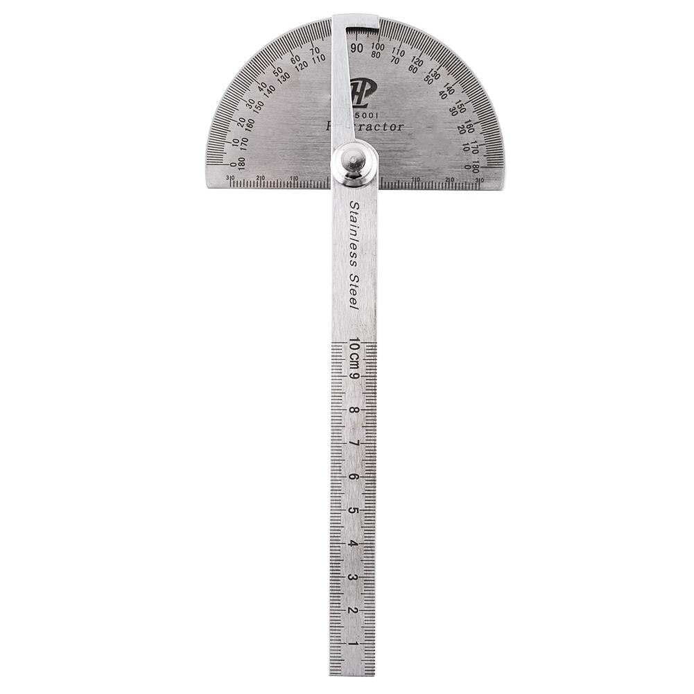 Stainless Steel Round Head Rotary Protractor Angle Finder Rule Measure Tool