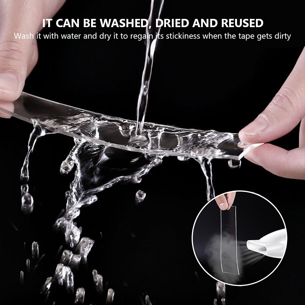 Home Crystal Super Adhesive Glue Magic Double Sided Nano Tape Reusable Traceless Adhesive Tape Gekkotape Cleanable 1/2/3/5M