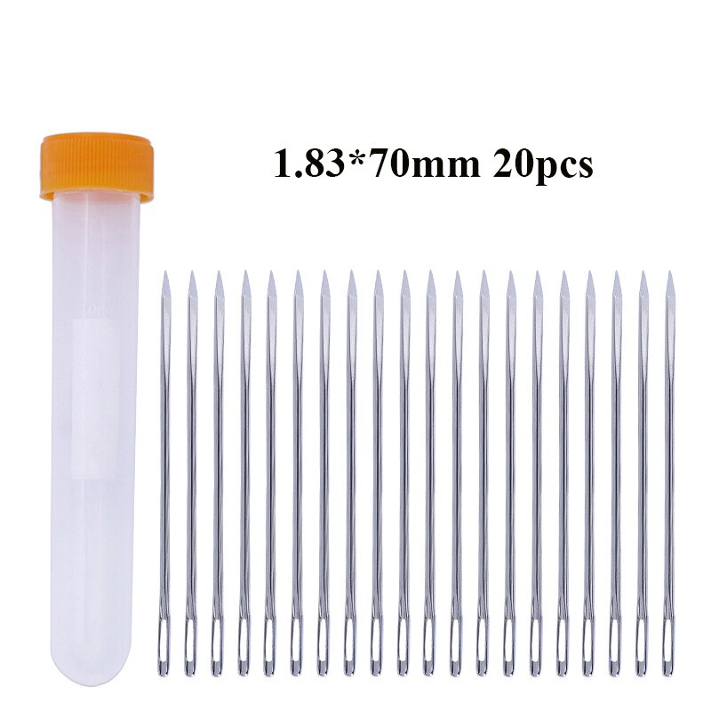 Aguja de acero inoxidable para coser cuero, herramientas de costura a mano, 4,4/5,2/5,8/7,0 cm, 20 Uds.: 70mm 20pcs