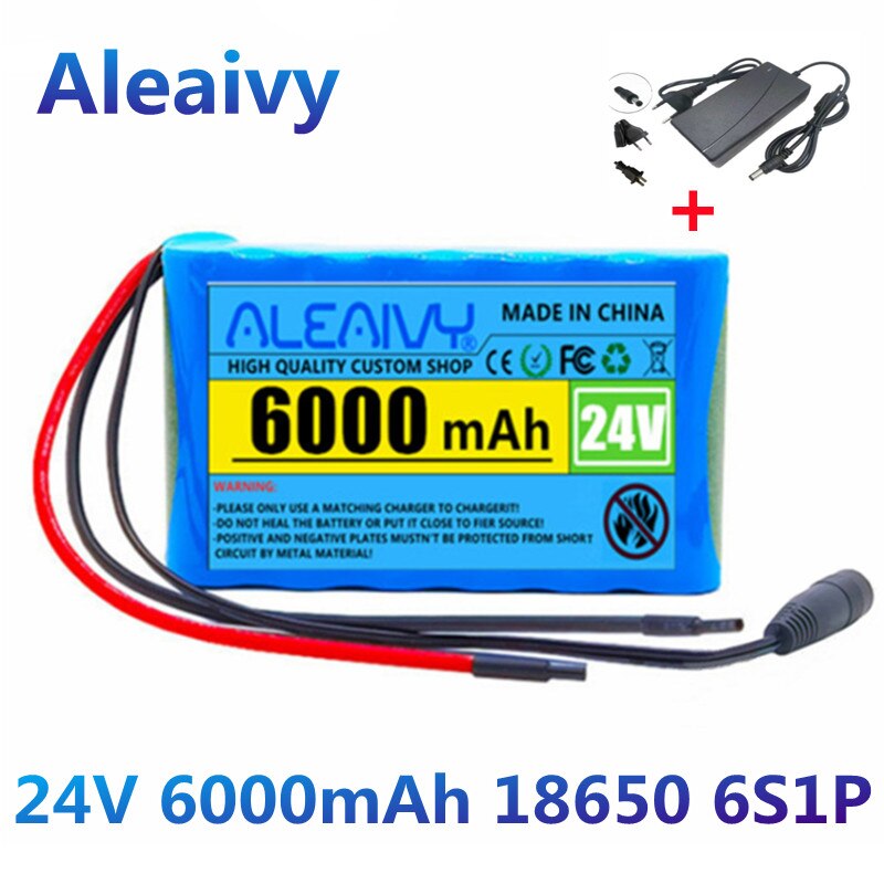 24V 6Ah 25.2V 6S1P 18650 Li-Ion battery pack lithium batteries for electric motor bicycle ebike sccooter toys drill with BMS: batteryX1chargerX1