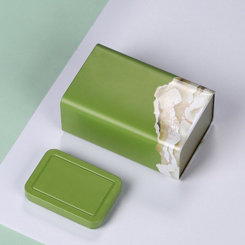 Caja de hojalata de Metal, contenedor de té japonés, tarro de almacenamiento de té verde, latas de comida E15D