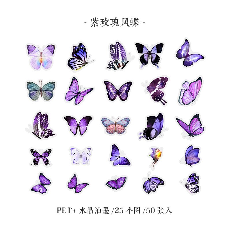 Vlinder Museum Diy Maanlicht Droom Lint Mooie Sticker Decoratieve Dagboek Album Crystal Inkt Pet Art Sticker Pack: C