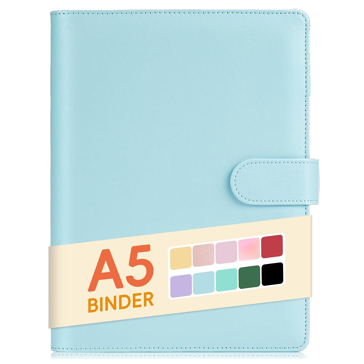 Classeur A5 en cuir PU à 6 anneaux, couverture pour papier de remplissage A5, classeur de planificateur personnel A5 rechargeable avec magnétique: Rouge