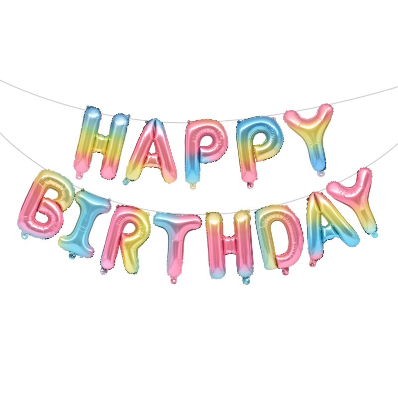 Ballons joyeux Anniversaire or Rose 13 pièces, ballon avec lettres en aluminium, décoration de fête d'anniversaire pour enfants et adultes, ballons à Air pour Anniversaire de mariage: rainbow