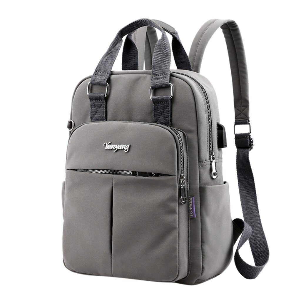 Vrouwen Laptop Rugzak Tas Usb Jack Reizen Outdoor Wandelen Winkelen Rugzak Effen Kleur Lichtgewicht Vrouwen Rugzak # G30: Donkergrijs