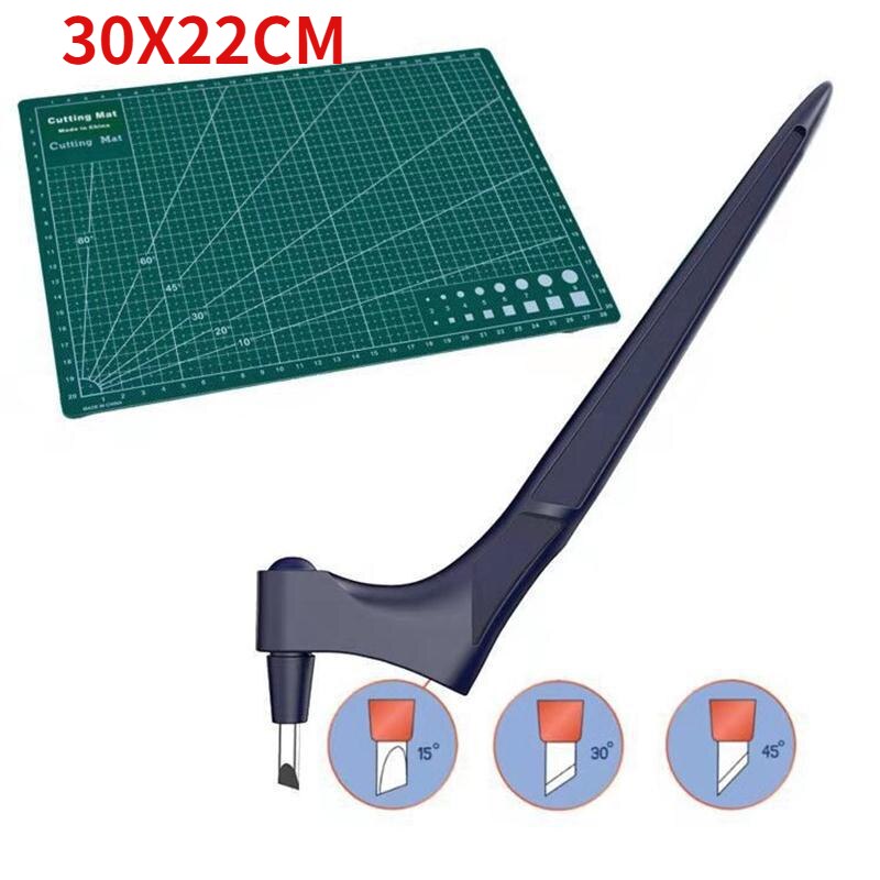 Craft Cutting Tools 360 Rotating Blade Paper-Cutter 3 Replace Blade Craft Cutting Knife DIY Art Wear-Resisting Art Cutting Tool: NAVY SET