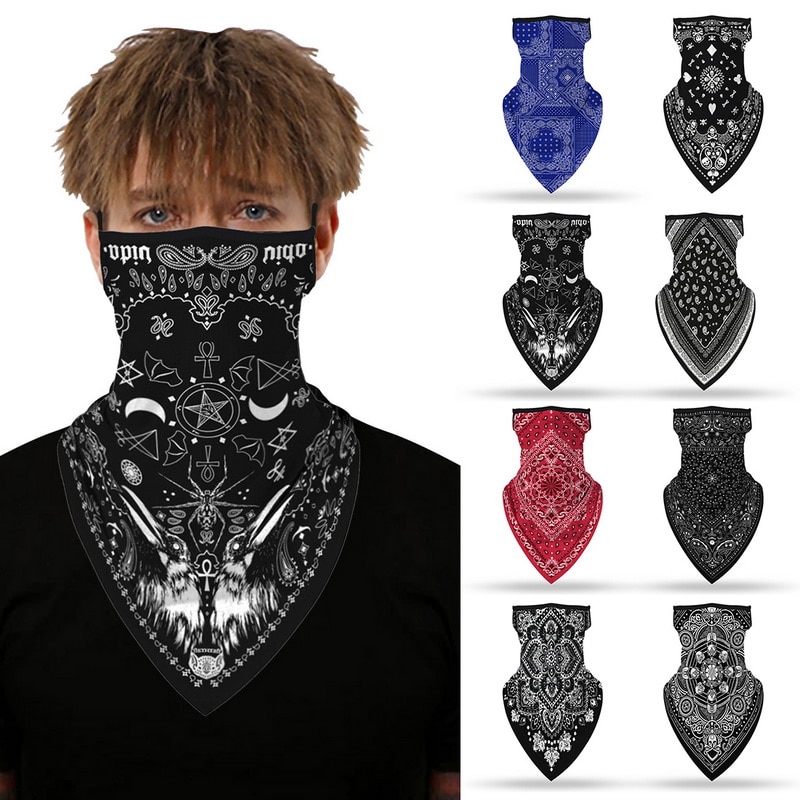 Pañuelo para la cara para hombre y mujer, pasamontañas de cuello para la cara, estampado Digital, resistente al viento