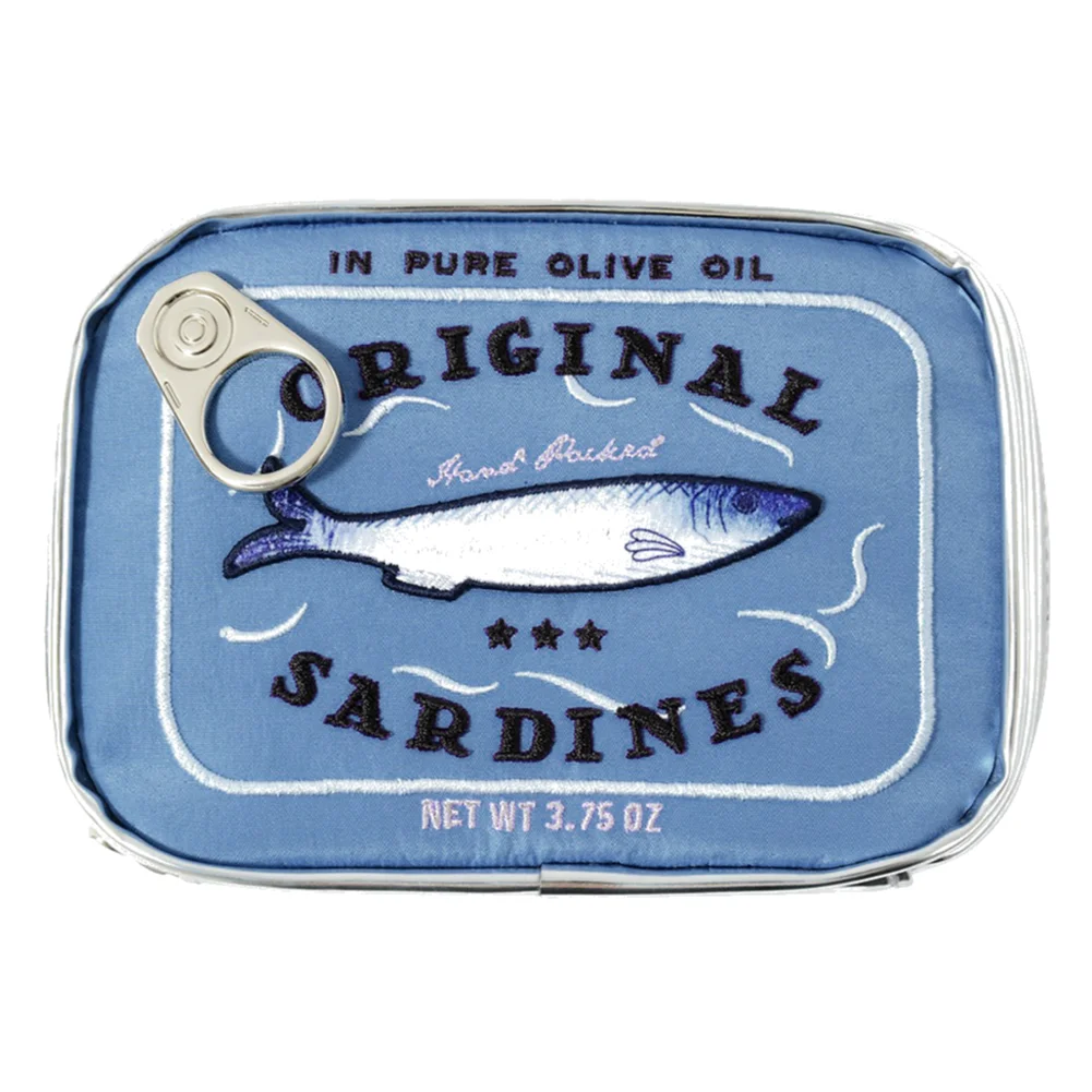 Bolsa de cosméticos bonita con forma de latas de sardinas, paquetes divertidos, bolsa de aseo portátil creativa, bolsas de maquillaje pequeñas y suaves con cremallera a la: Verde