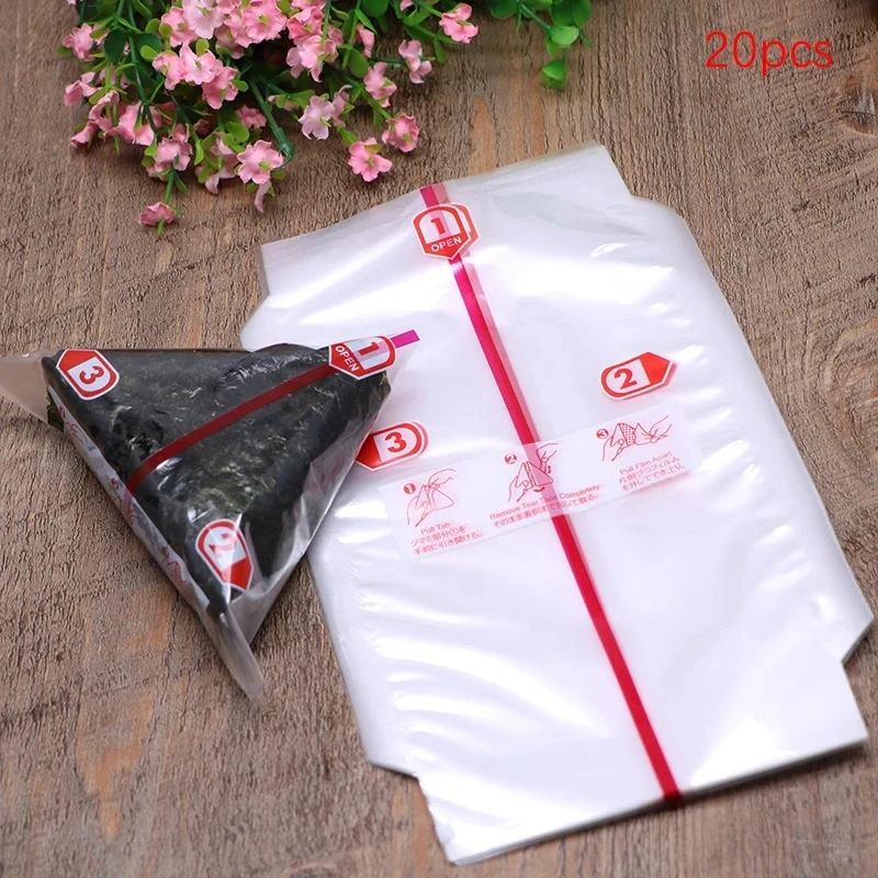 20/50 Stuks Food Grade Dubbele Lagen Japanse Driehoek Rijst Bal Zeewier Onigiri Wrappers Sushi Bento Wegwerp Verpakking Zakken: Black