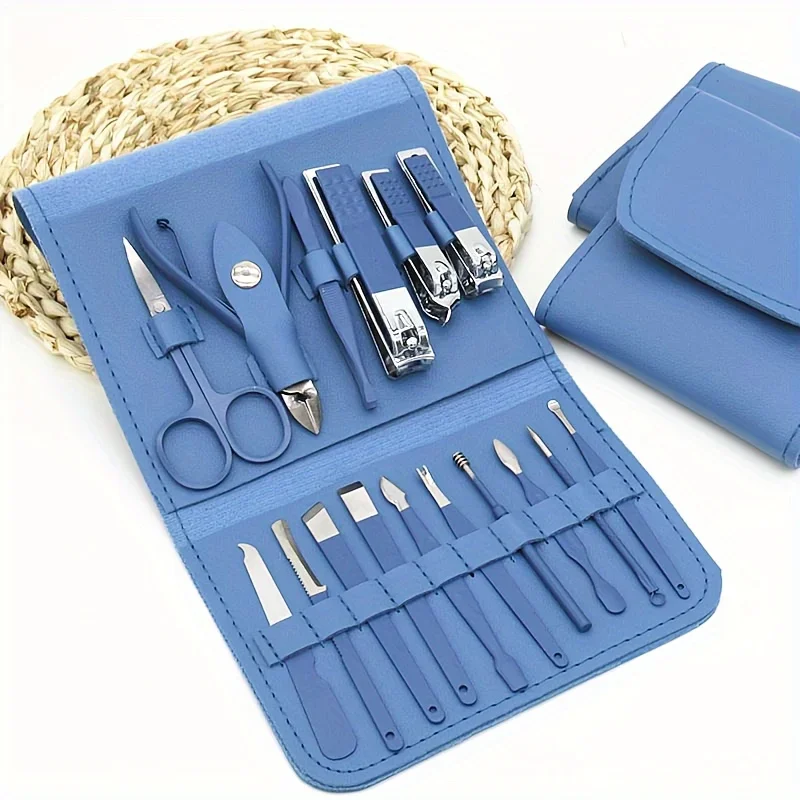Zestaw robić manicure i pedicure dla mężczyzn: 16 szt. obcinaczy robić paznokci i cążków robić skórek z etui podróżnym, profesjonalne narzędzia robić paznokci.