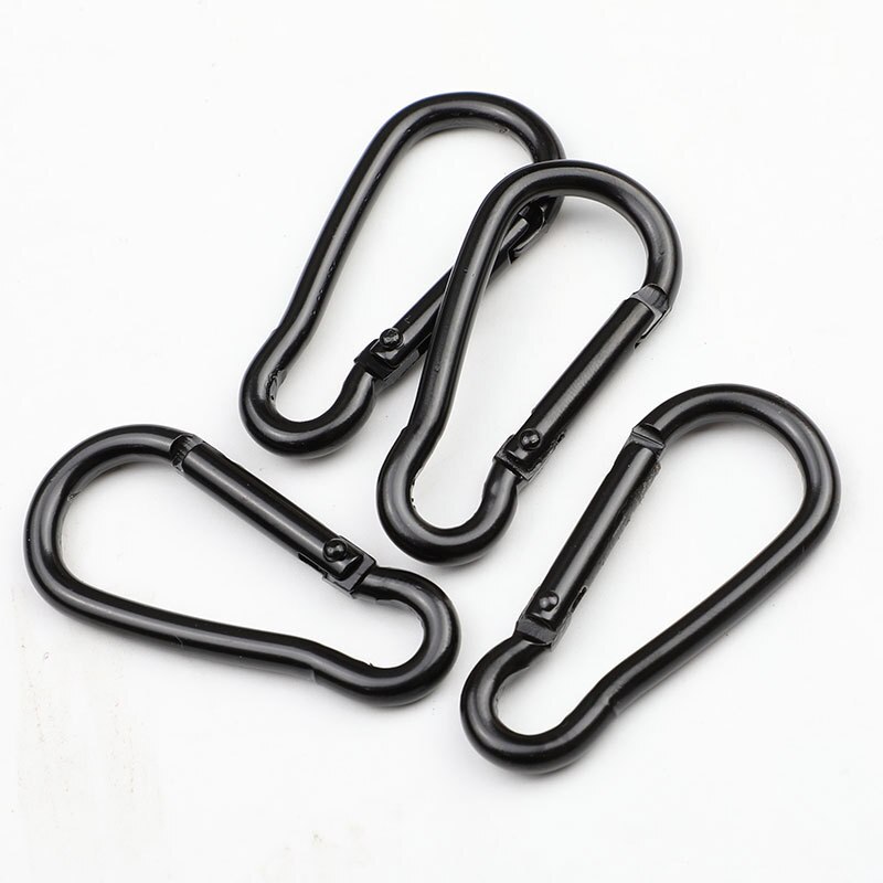 Practical 10 Pcs Black D Shaped Aluminum Alloy Carabiner Hook Keychain Climbing Equipment Karabiner Mosqueton