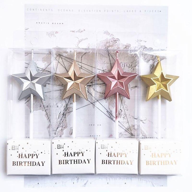 1 Pcs Love Diamond Shaped Gilded Safe Flames Kids Birthday Party Cake Candle
