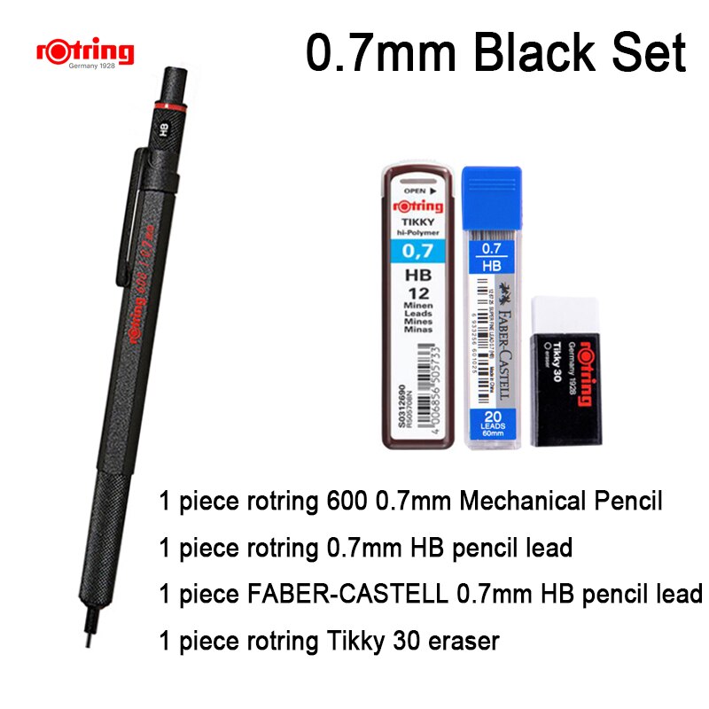 Rotring 600 0.5/0,7mm mechanische bleistift silber/schwarz Metall Halfter automatische bleistift 1 stück: 0.7mm Schwarz einstellen