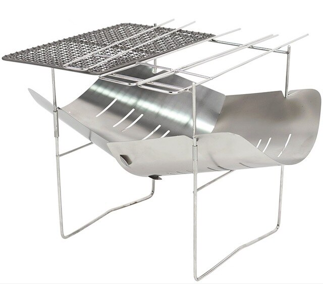 Ultralätt lägereld vedeldad kamin bärbar utomhuscamping hopfällbar bushcraft värmekamin grillgrill kamin brasa: C