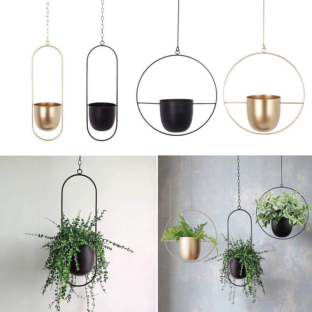 Iron Opknoping Bloempot Tuin Kwekerij Opknoping Mand Swingende Bloem Mand Muur Opknoping Planter Pot Thuisgebruik Plant Hanger