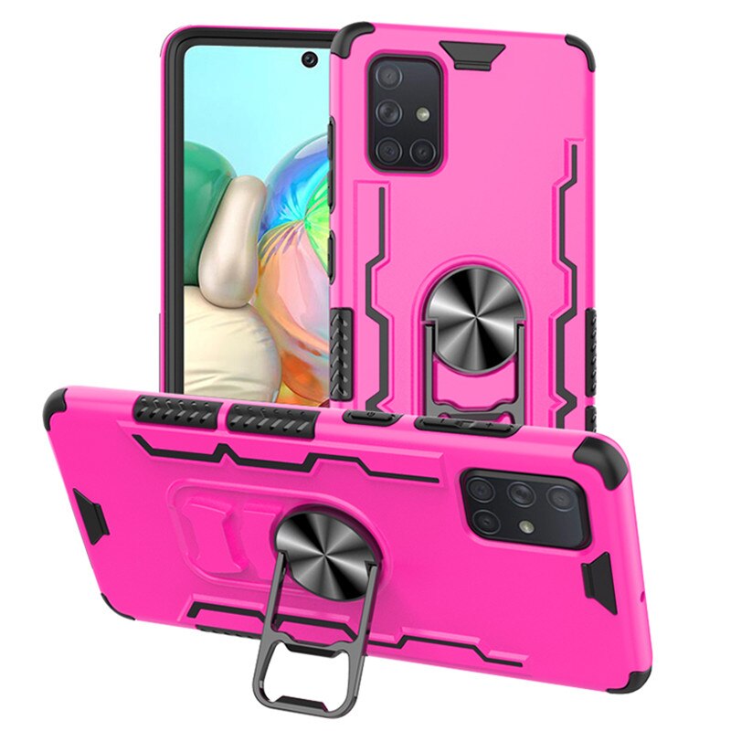 For Samsung Galaxy A51 A71 Case Car Magnetic Ring Shockproof Armor Case for Galaxy A51 A71 Stand Holder Phone Cases: For A71 / Pink