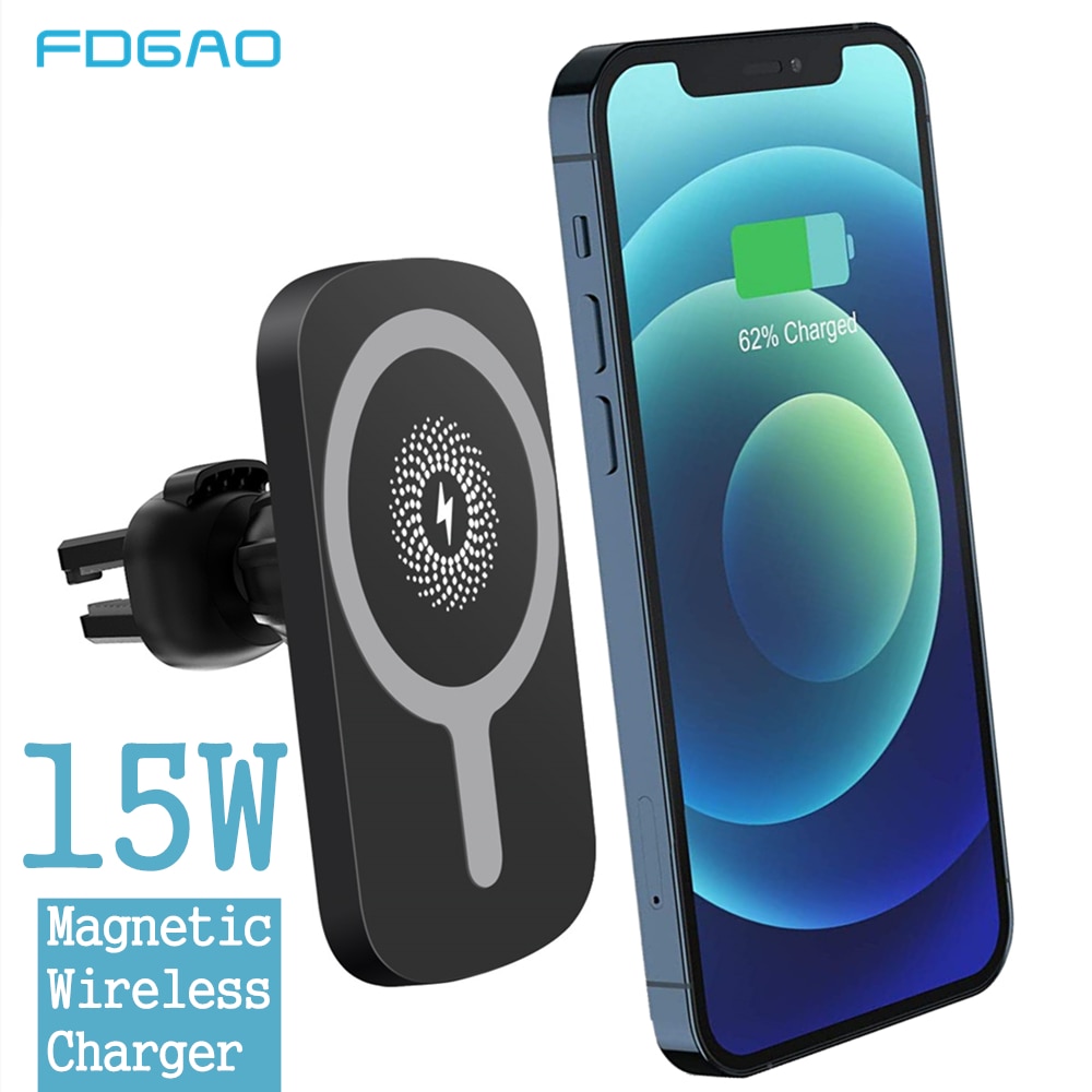 15W Automatische Magnetische Drahtlose Auto Ladegerät für iPhone 12 Pro Max Mini Air Vent Halterung Qi Schnelle Lade Halter für Magsafe Fall