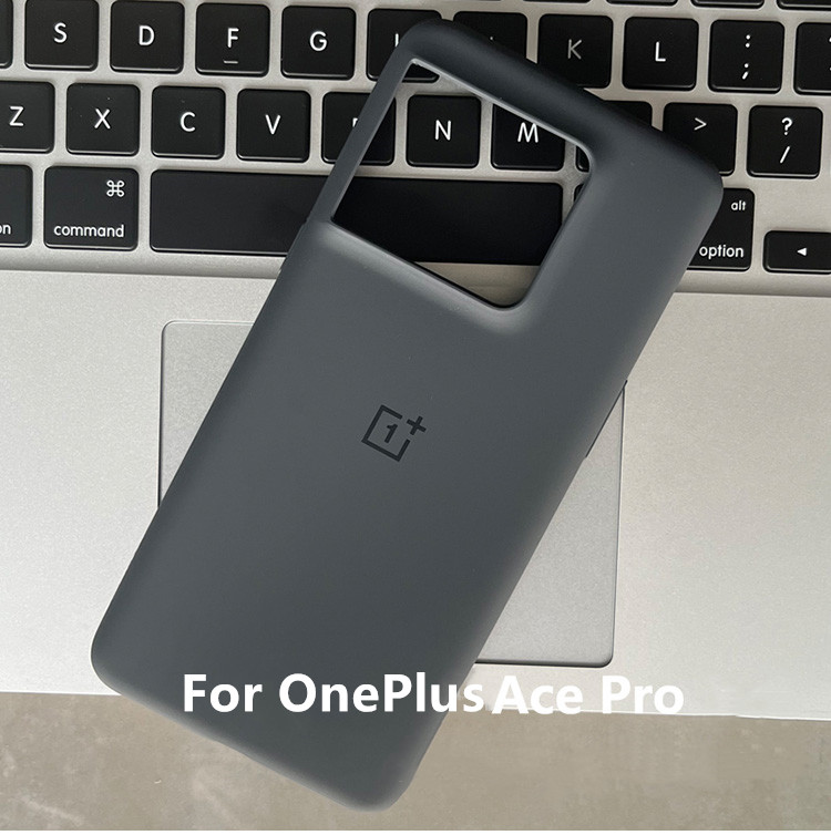 Original para OnePlus Ace Pro/10T funda trasera suave delgada a prueba de golpes cubierta de piel de goma mate: Aluminio / Negro
