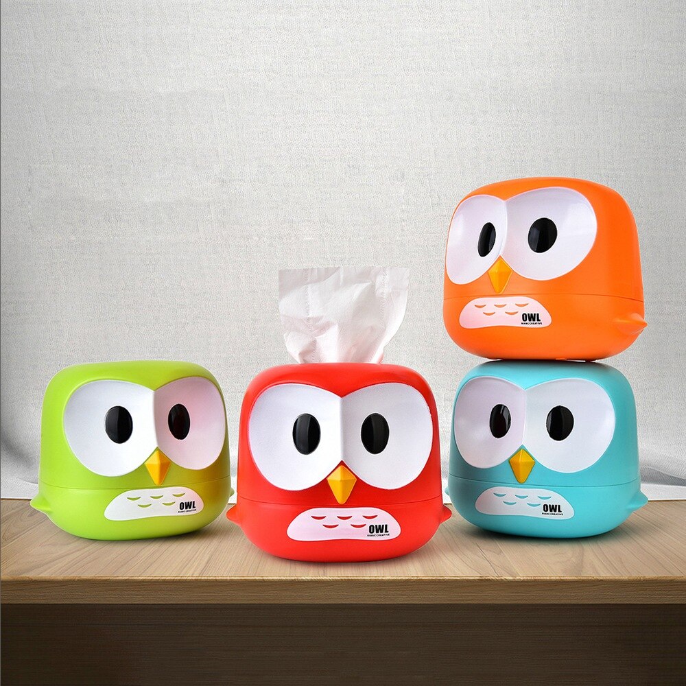 Home Kitchen Cute Cartoon Owl Plastic removable Tissue Box Napkin roll paper Holder Case Simple Storage Box Accessories 1piece