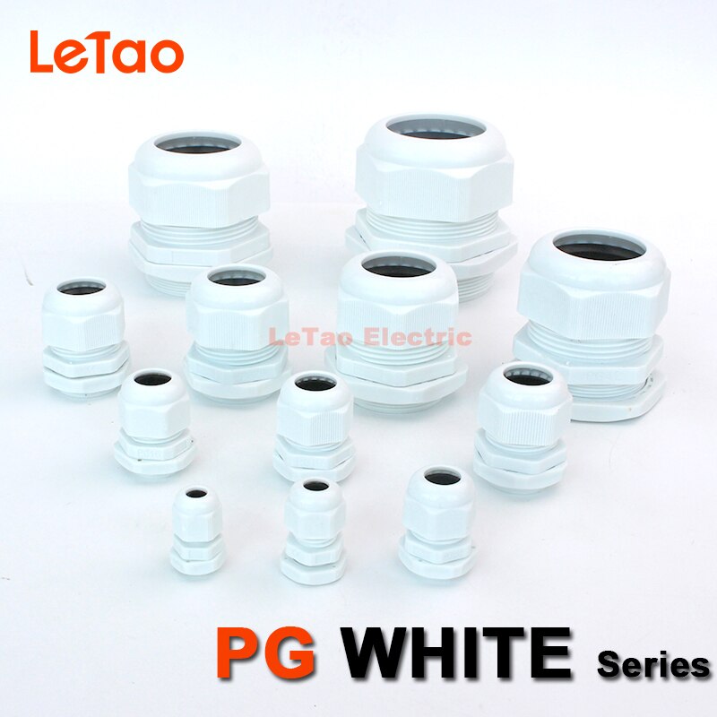 10pcs/lot PG13.5 Nylon Waterproof cable gland plastic connector IP68 threaded entry electrical joint Black White for 6-12mm