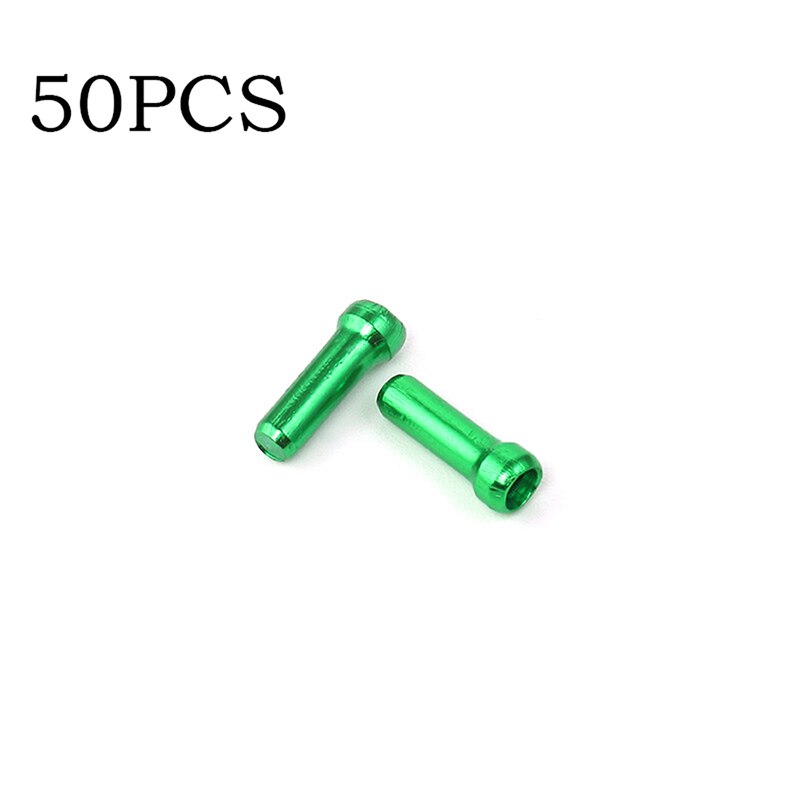 Palanca de cambios de freno para bicicleta de montaña, Cable interno consejos engarzados de aluminio, pieza de ciclismo deportivo, casquillos finales, accesorios para bicicleta, 50 Uds.: green  50pcs