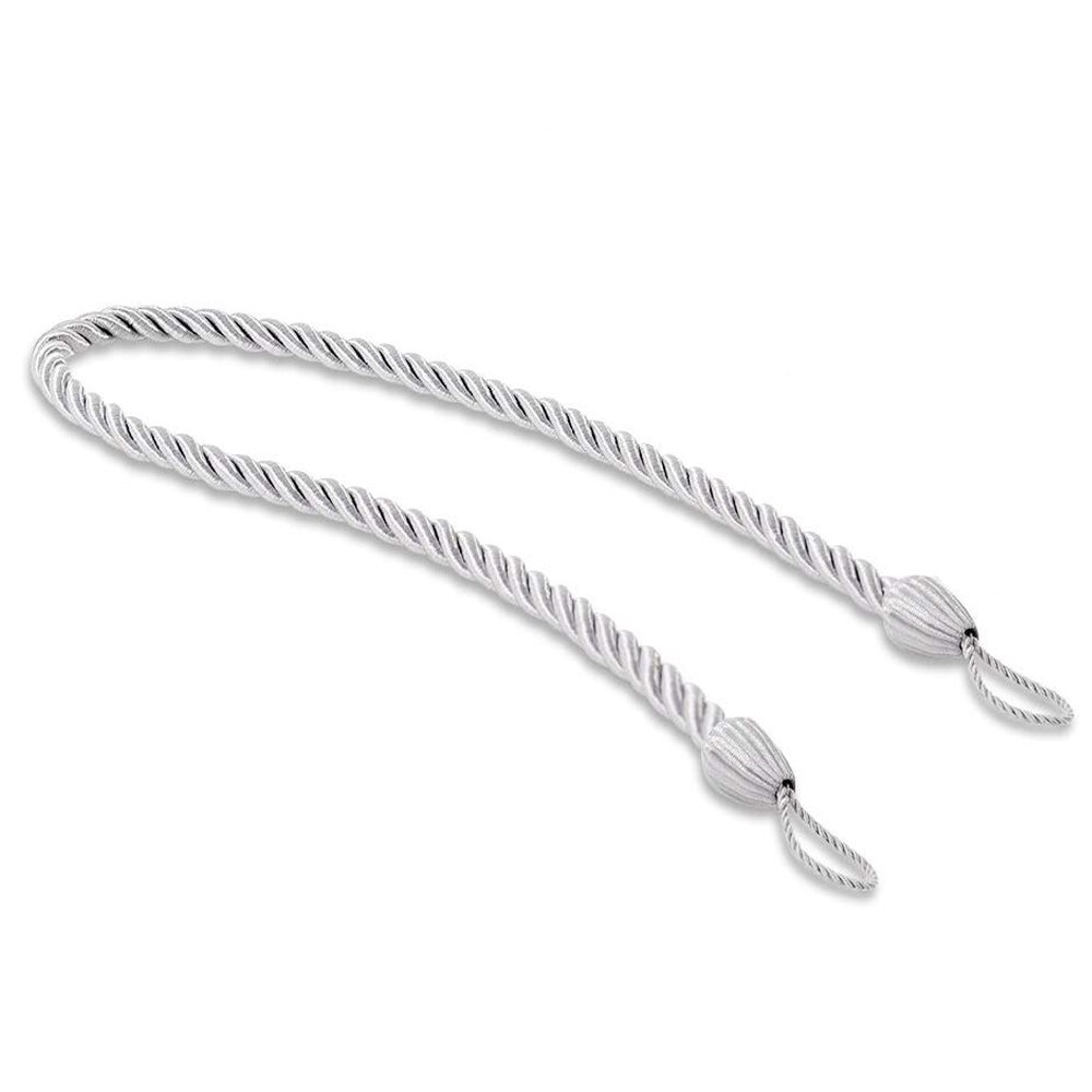 NICETOWN 1pc Curtains Buckles Tie Rope Solid Color Tieback Holder Clips Rope Home Decor Curtain Decorative Accessories: Silver