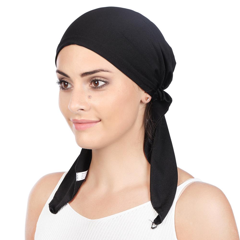 Gorro de hijab musulmán para mujer, pañuelo árabe para la cabeza, listo para usar, turbante, color sólido: 2