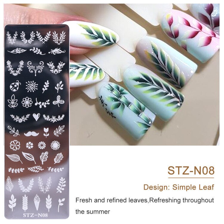 Butterfly Daisy Nail Stamping Plates Abstract People Face Image Stamp Templates French Nail Flower Lines Transfer Stencil KUI2.4: N08