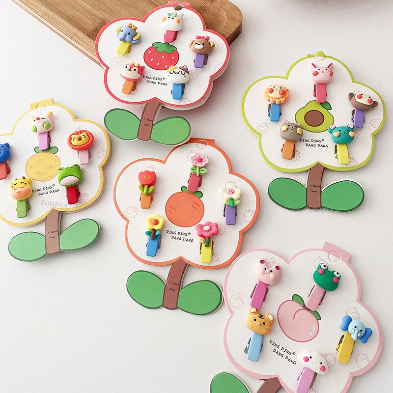 Pinzas para el pelo de dibujos animados para niña y bebé, accesorios para el cabello, pasadores, 5 unids/lote