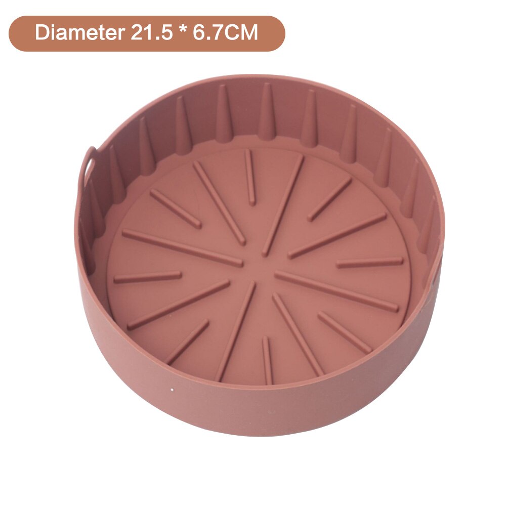 Thick Silicone Grill Pan For Air Fryer Multifunctional Air Fryer Accessories Bread Cake Barrel Pizza Pan Baking Basket Pot Mat: L