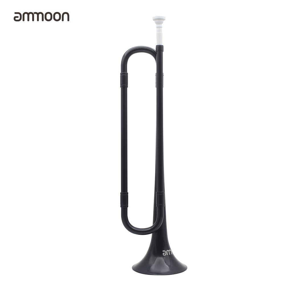 Trompeta de Caballería de corneta plana ammoon B de plástico respetuoso con el medio ambiente con boquilla para estudiantes de la Escuela de la banda: Black