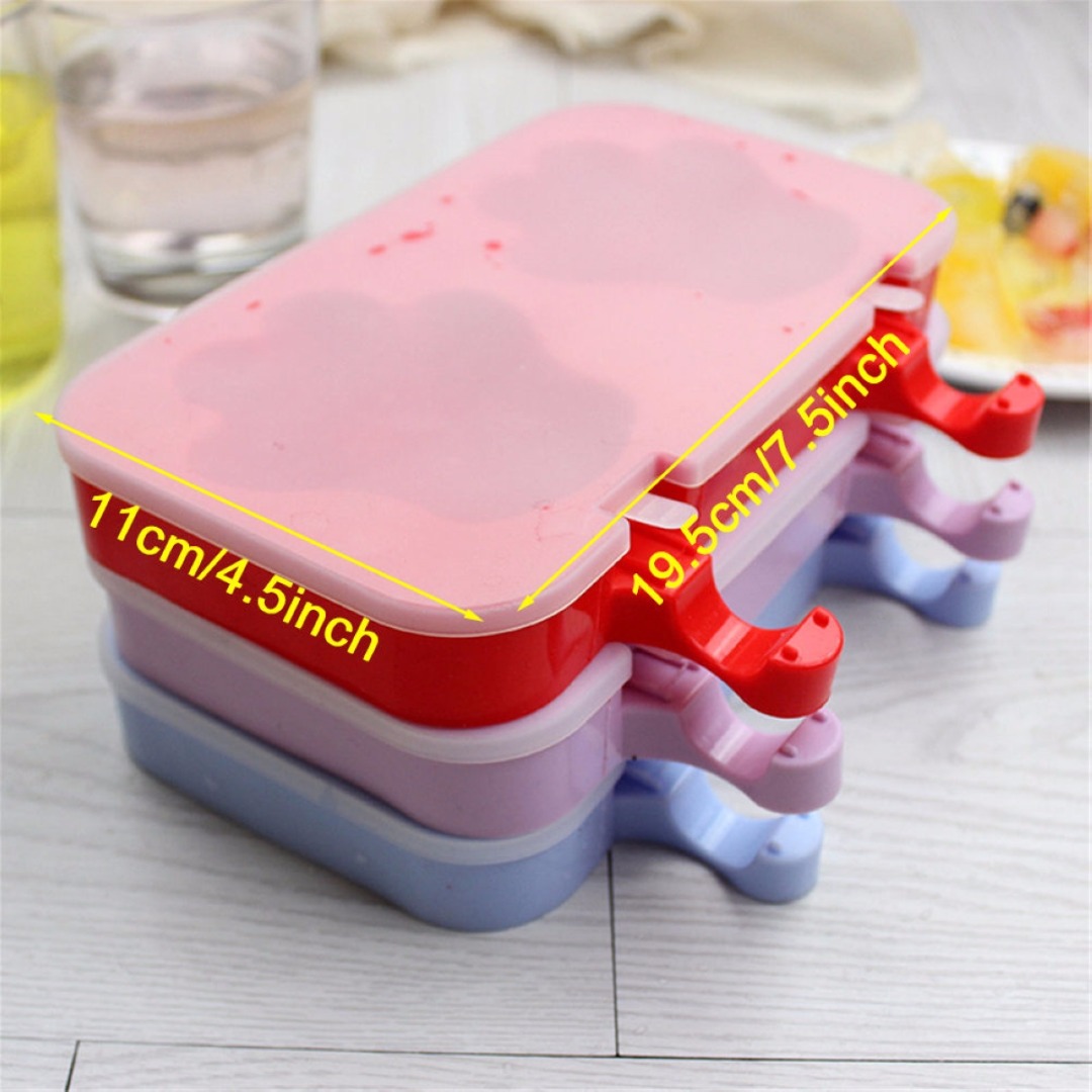 Ice Cream Mould Frozen Pan Ice Pop Mold Tray W/ 20Pcs Sticks & Silicone Cover