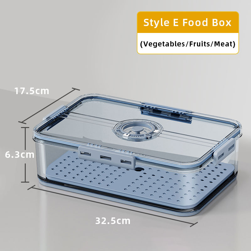 Kitchen Storage Food organizer Container PET Seal Stable Cans For Fridge High-capacity Fresh Eggs Vegetable Fruit Storage Box: Style E