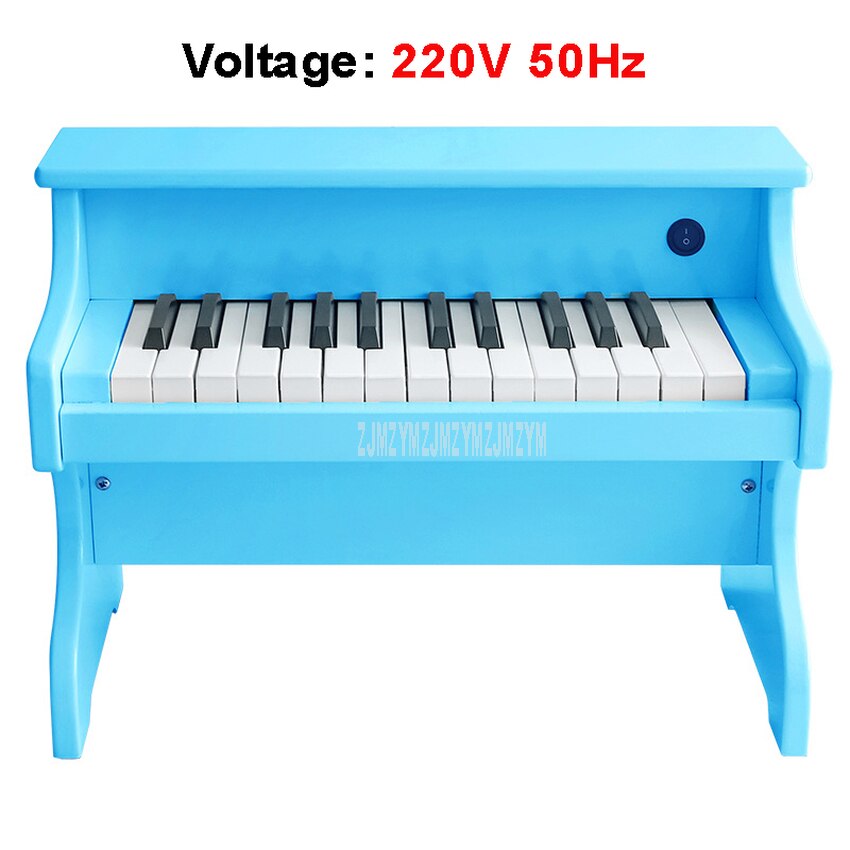 Teclado electrónico de 25 teclas para niños, Piano eléctrico de madera, instrumentos musicales, juguete educativo, de cumpleaños, ESM-2518: blue 220V