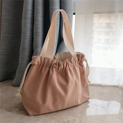 Trekkoord Tassen Vrouwen Casual Solid Canvas Handtassen Pouch Mini Draagbare Schouder Purse Koreaanse Stijl Ulzzang Vintage Harajuku Chic: 17