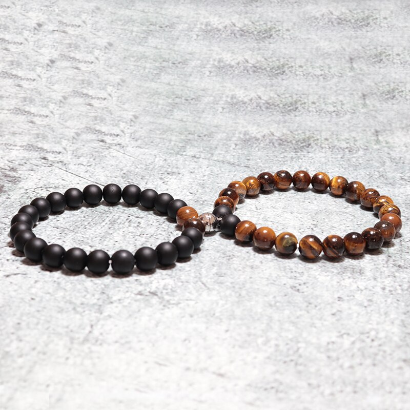 2 pz Accoppiato Delle Donne del Mens Amanti Distanza Fatti A Mano Braccialetto di Perline di Pietra Naturale di Coppia Magnetica Braclets per Le migliore Amico di Gioielli