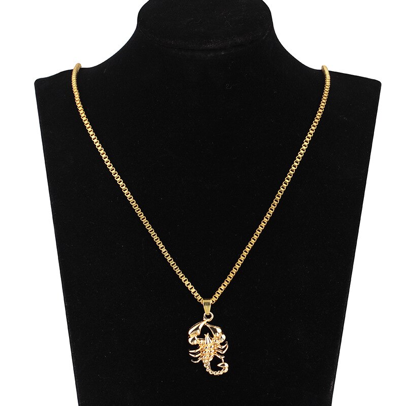 Hiphop Personality Scorpion Shape Pendant Necklace Men Luxury Statement Gold Punk Alloy Accessories Jewelry