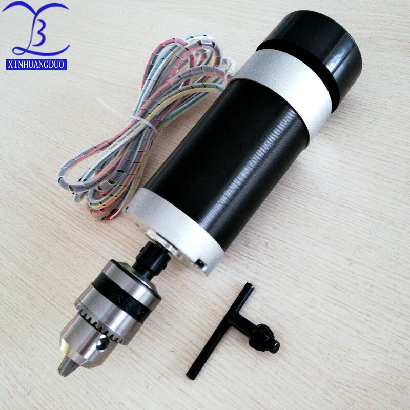 500W Brushless Motor Drill chuck 48VDC CNC Engraving Milling Air Cooled Spindle + fan Long mouth tightening 1.5 - 10