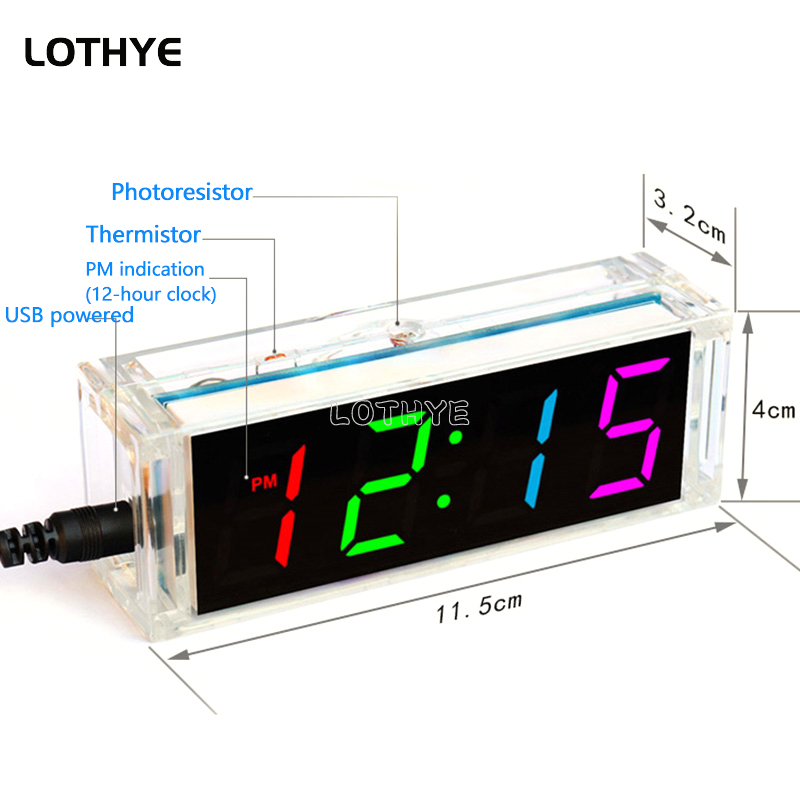 Digitale Röhre DIY Uhr Bausatz Temperatur Mehrfarbige LED Woche Anzeige Mit Klar fallen Abdeckung DIY Elektronische Bausatz Lözehn Montage